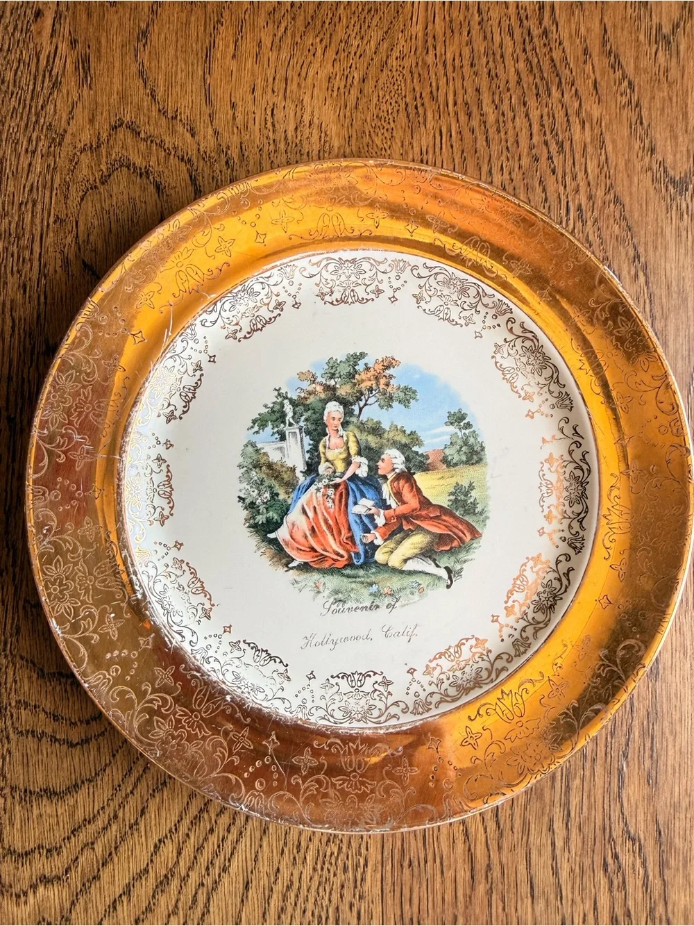 Vintage Sabin Crest-O-Gold Hollywood California Plates 22K Set of 3